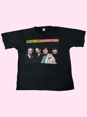 Vintage 90s Sun Flag Rolling Stones Voodoo Lounge Tour Rock Graphic Tee Black XL